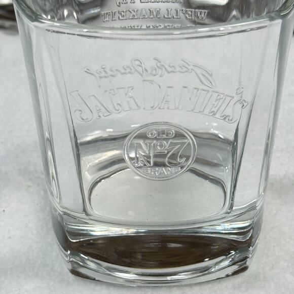 Set Of 4 VTG JACK DANIELS Clear‎ Embossed OLD NO. 7 Square Rocks Glasses 3.5"H - Picture 2 of 4